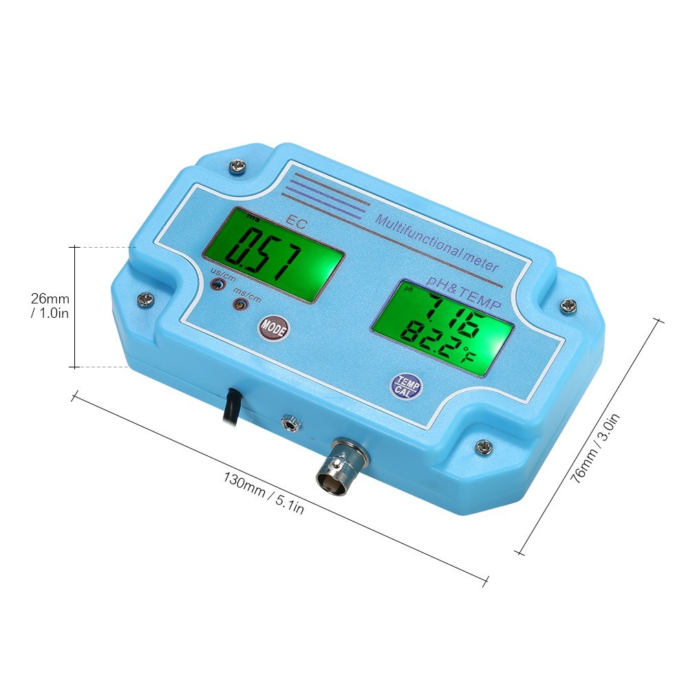 Professional 3 in 1 pH/EC/TEMP Meter Water Detector Multi-parameter Digital LCD Water Quality Monitor - EU Plug