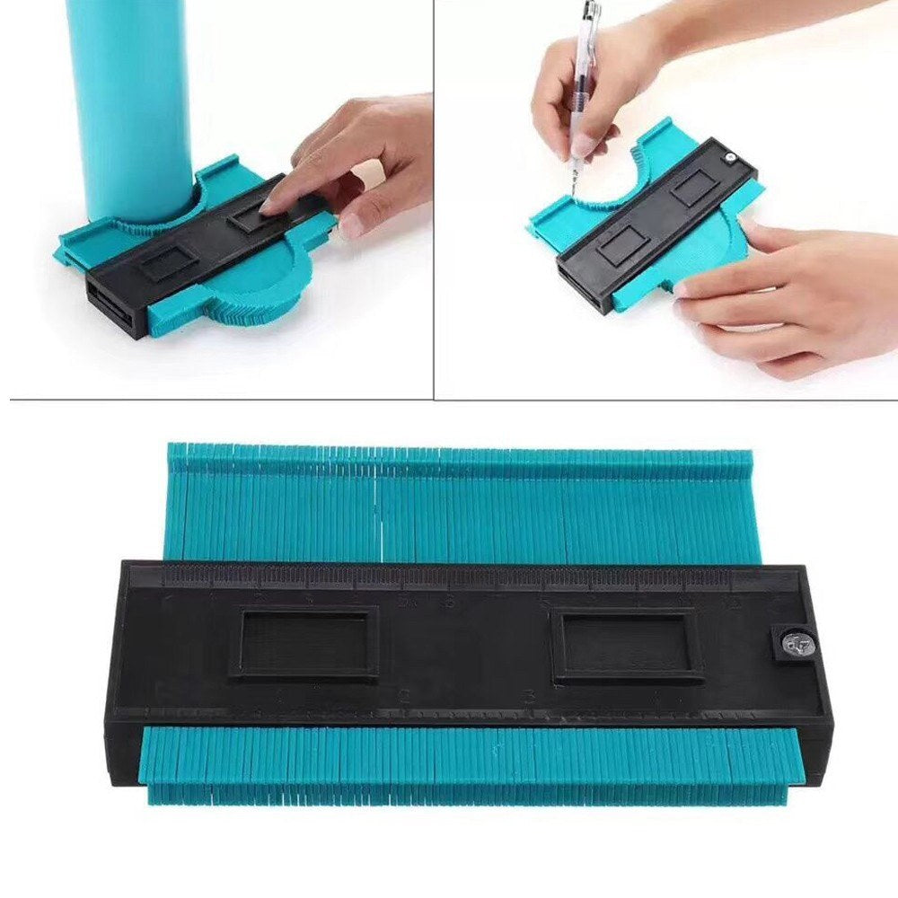 Contour Gauge Duplicator Profile Gauge Tiling Wood Measure Ruler Tools Laminate Tiles Edge Shaping - Black/Blue