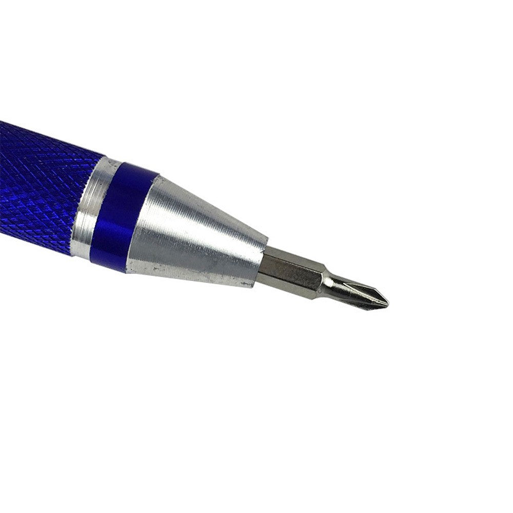 Eight-in-one Multi-function Pocket Screwdriver with Magnetic Mini Aluminum Tool Pen - Silver