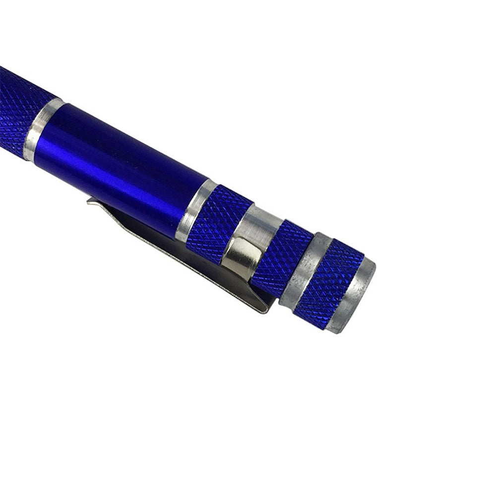 Eight-in-one Multi-function Pocket Screwdriver with Magnetic Mini Aluminum Tool Pen - Silver