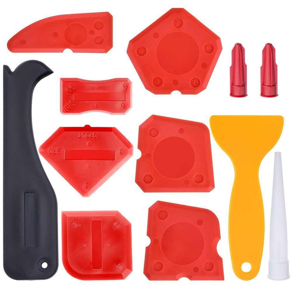 12 Pieces Caulking Tool Kit Silicone Sealant Finishing Tool - Red