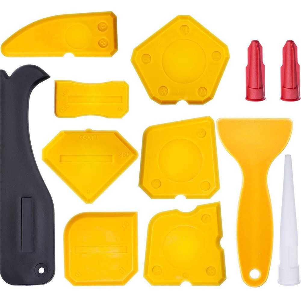 12 Pieces Caulking Tool Kit Silicone Sealant Finishing Tool - Yellow