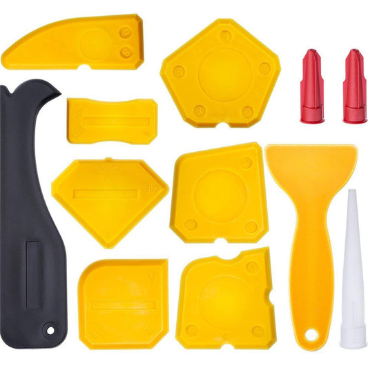 12 Pieces Caulking Tool Kit Silicone Sealant Finishing Tool - Yellow