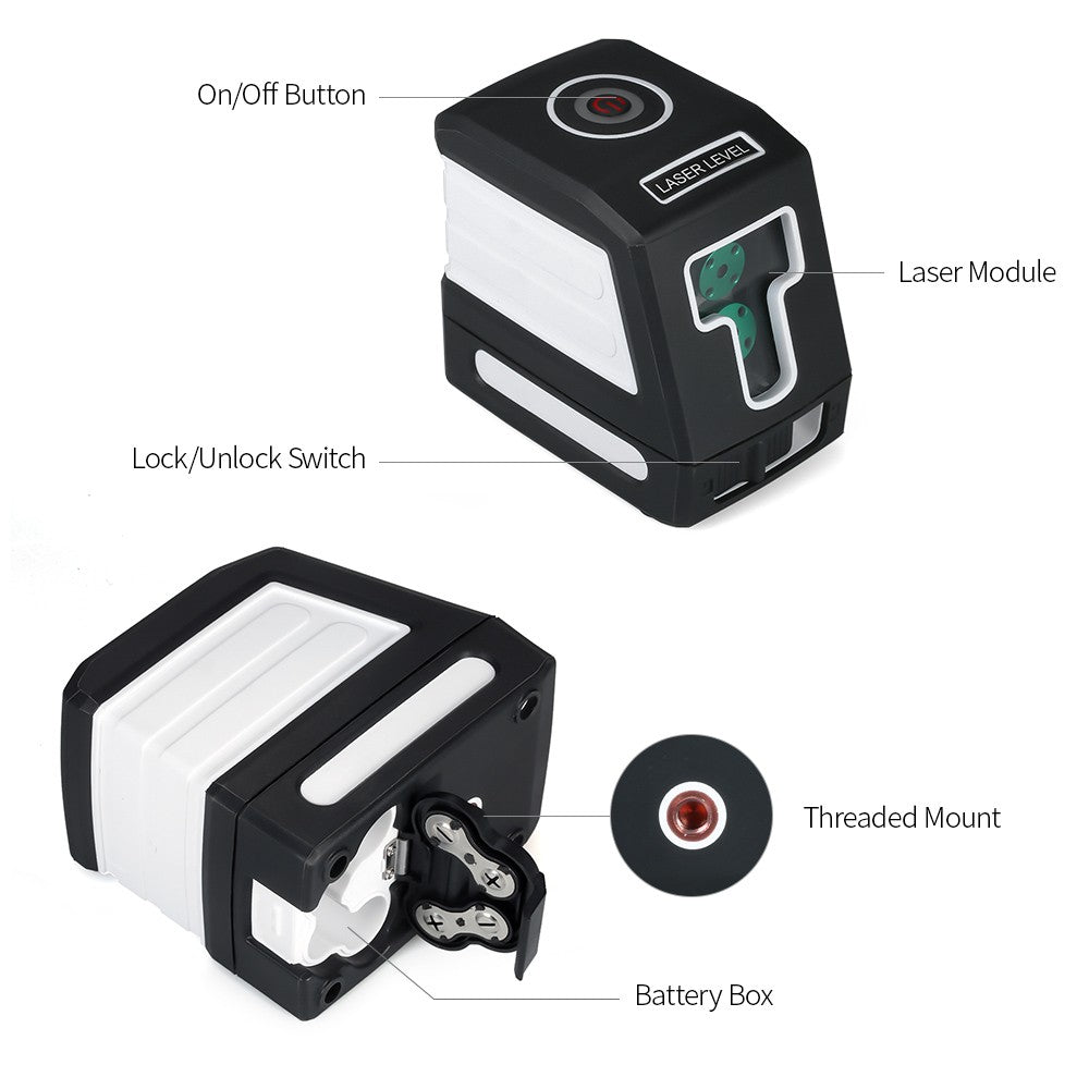 Self-Leveling 2 Lines Laser Level Cross Line Leveling Laser Level Kit - With Bracket