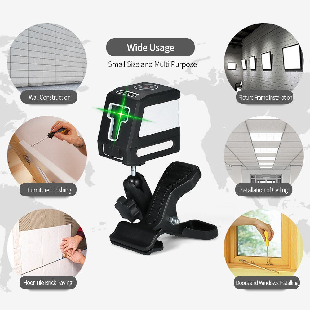 Self-Leveling 2 Lines Laser Level Cross Line Leveling Laser Level Kit - With Bracket