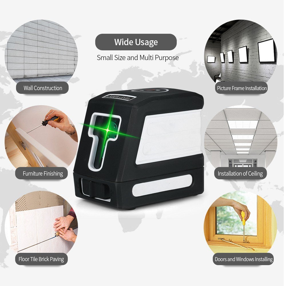 Self-Leveling 2 Lines Laser Level Cross Line Leveling Laser Level Kit - Without Bracket