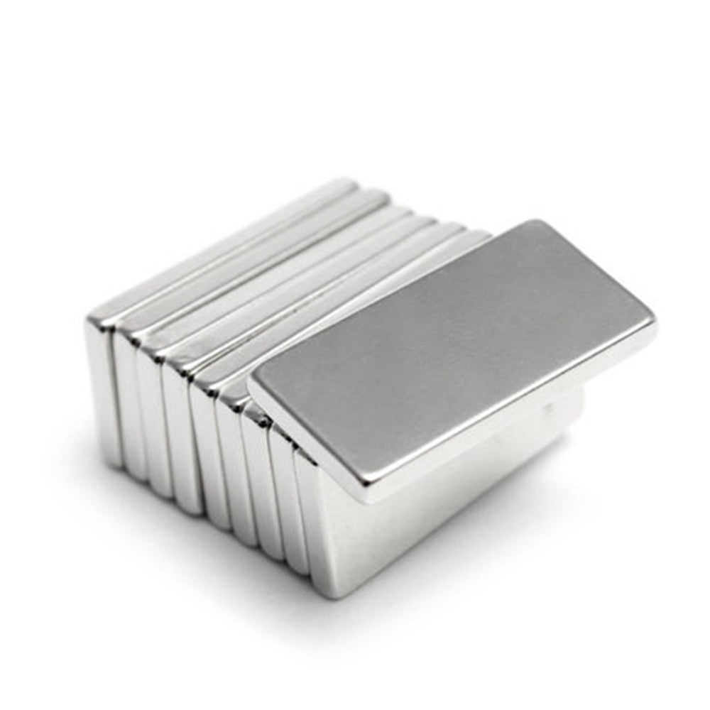 N50 10Pcs Neodymium Block Magnet 20x10x2mm Silver Super Strong Magnets - 10Pcs
