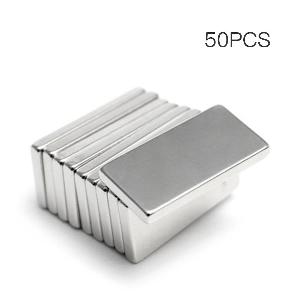 N50 10Pcs Neodymium Block Magnet 20x10x2mm Silver Super Strong Magnets - 50Pcs