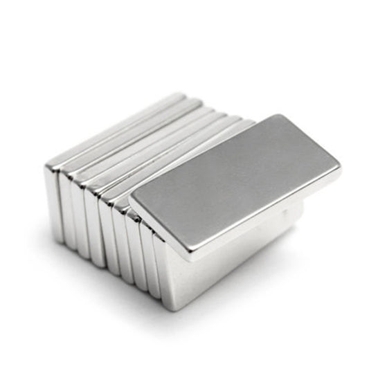 N50 10Pcs Neodymium Block Magnet 20x10x2mm Silver Super Strong Magnets - 50Pcs