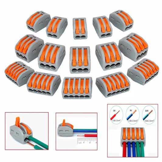 60pcs Cable Connector Wire Junction Compact Box Connectors Quick Terminals with 2/3/5 Way - Grey/Orange