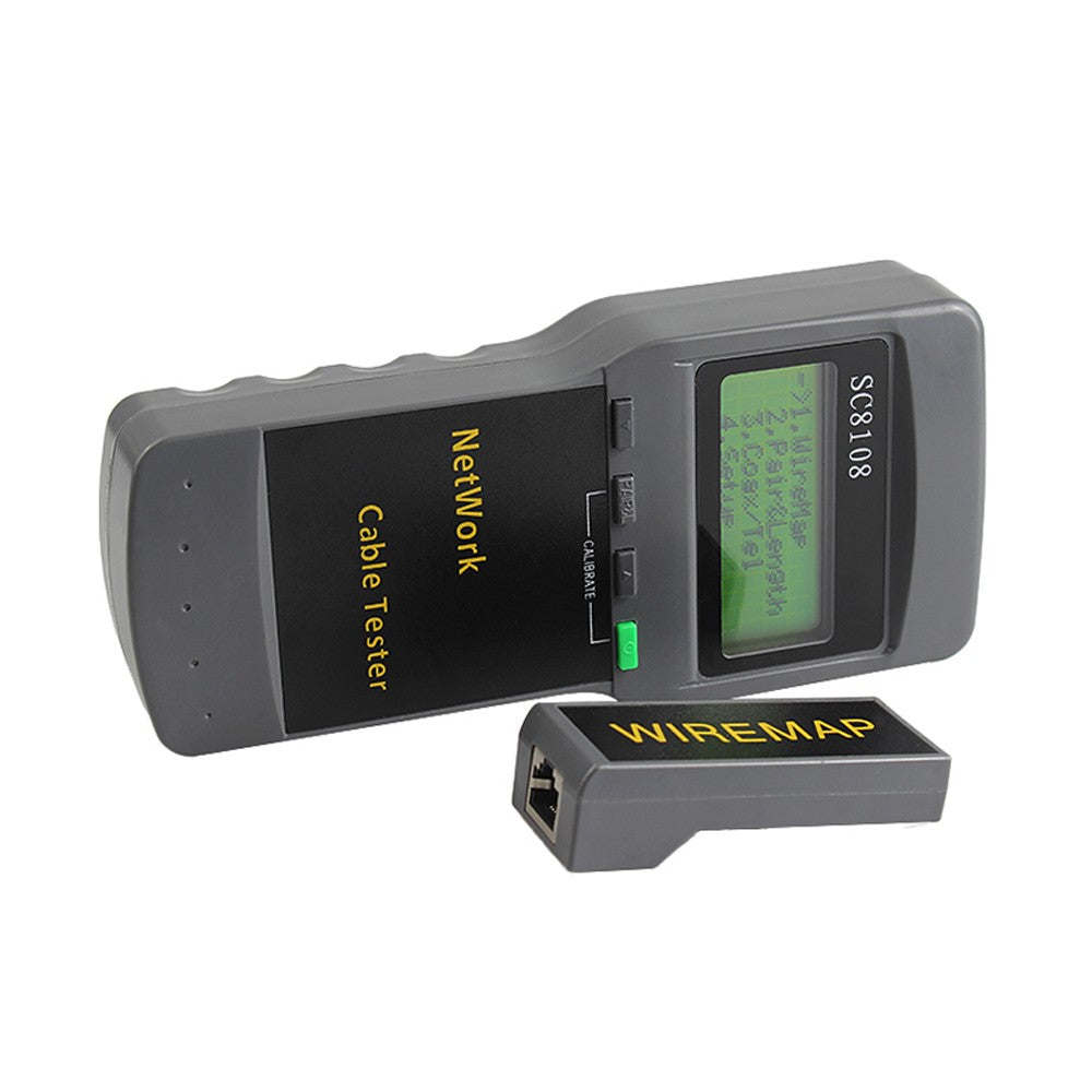 SC8108 Multifunctional Portable LCD Digital Display Network Tester LAN Phone Cable Meter - Black