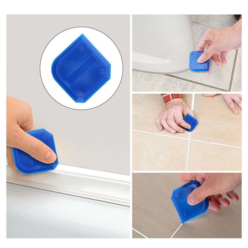 17PCS Caulking Tool Kit [Silicone Sealant Finishing Tools + Grout Scraper + Caulk Remover + Caulk Nozzles + Caulk Caps] - Blue