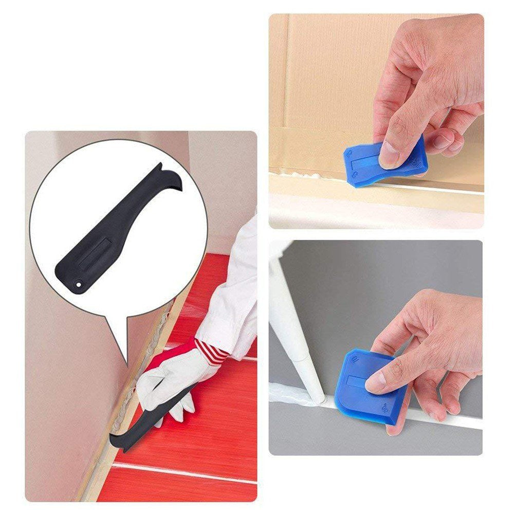 17PCS Caulking Tool Kit [Silicone Sealant Finishing Tools + Grout Scraper + Caulk Remover + Caulk Nozzles + Caulk Caps] - Blue