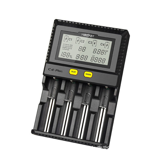 MIBOXER C4-plus Battery Charger Intelligent Universal 2.5A 4 Bay LCD Display - Black