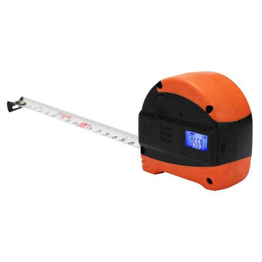 2-in-1 Multifunctional USB Rechargeable Digital Display Measuring Instrument Infrared Laser Distance Meter High Accuracy Anti-fall Steel Tape 40M+5M Measure Tool - Orange