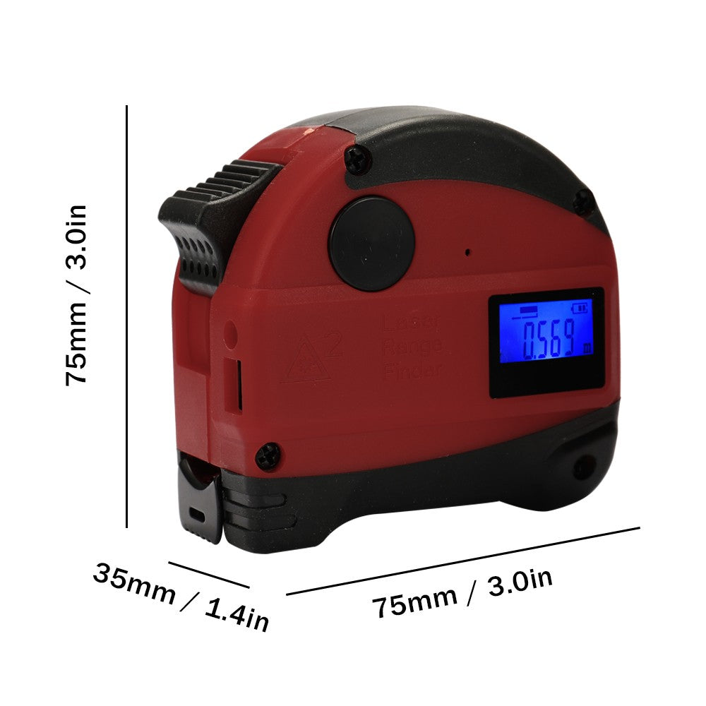 2-in-1 Multifunctional USB Rechargeable Digital Display Measuring Instrument Infrared Laser Distance Meter High Accuracy Anti-fall Steel Tape 40M+5M Measure Tool - Orange