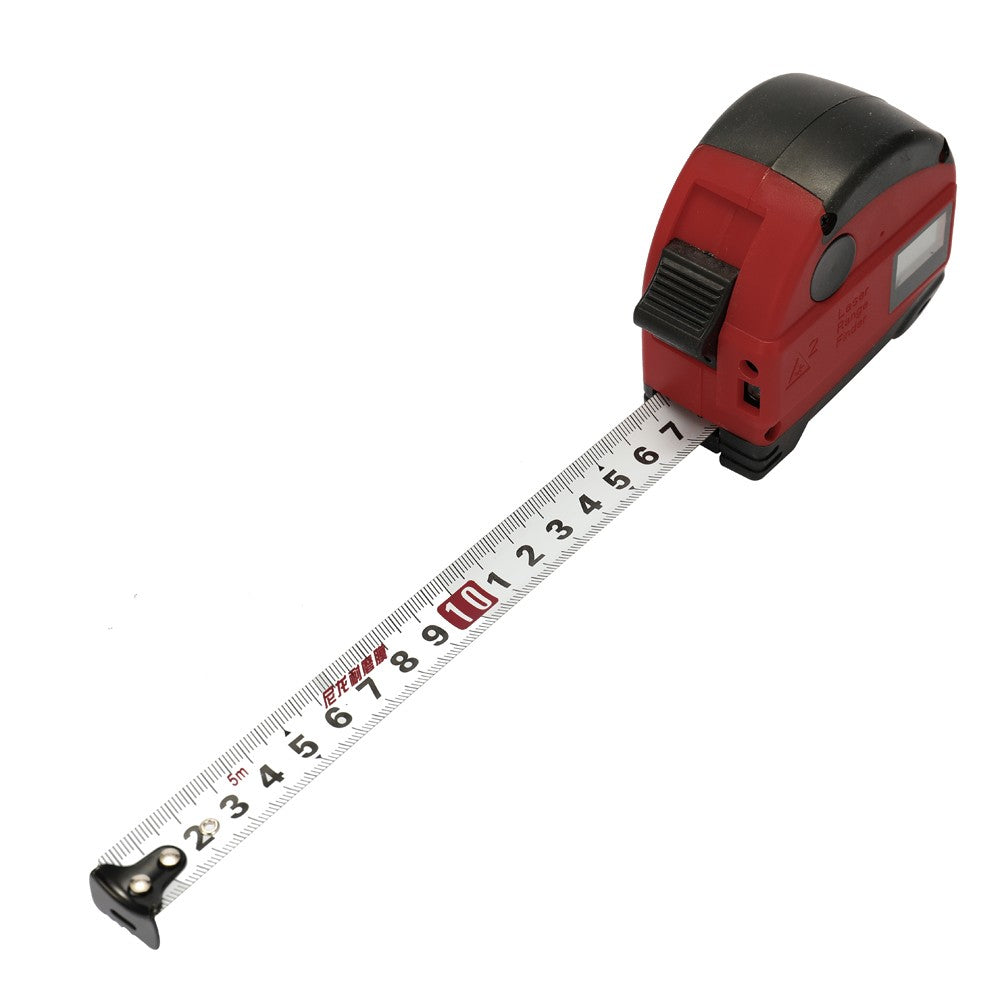 2-in-1 Multifunctional USB Rechargeable Digital Display Measuring Instrument Infrared Laser Distance Meter High Accuracy Anti-fall Steel Tape 40M+5M Measure Tool - Red