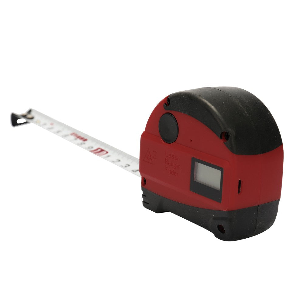 2-in-1 Multifunctional USB Rechargeable Digital Display Measuring Instrument Infrared Laser Distance Meter High Accuracy Anti-fall Steel Tape 40M+5M Measure Tool - Red