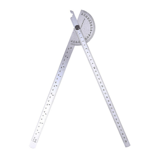 Stainless Steel 180 Degree Protractor Angle Finder Rotary Woodworking Measuring Ruler - Double Arms, 300mm/11.81in