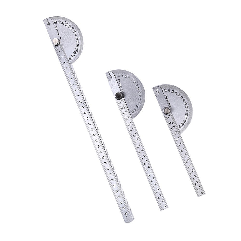 Stainless Steel 180 Degree Protractor Angle Finder Rotary Woodworking Measuring Ruler - Double Arms, 300mm/11.81in