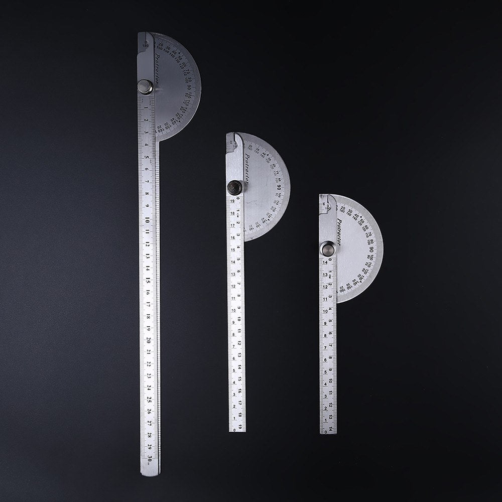 Stainless Steel 180 Degree Protractor Angle Finder Rotary Woodworking Measuring Ruler - Double Arms, 300mm/11.81in