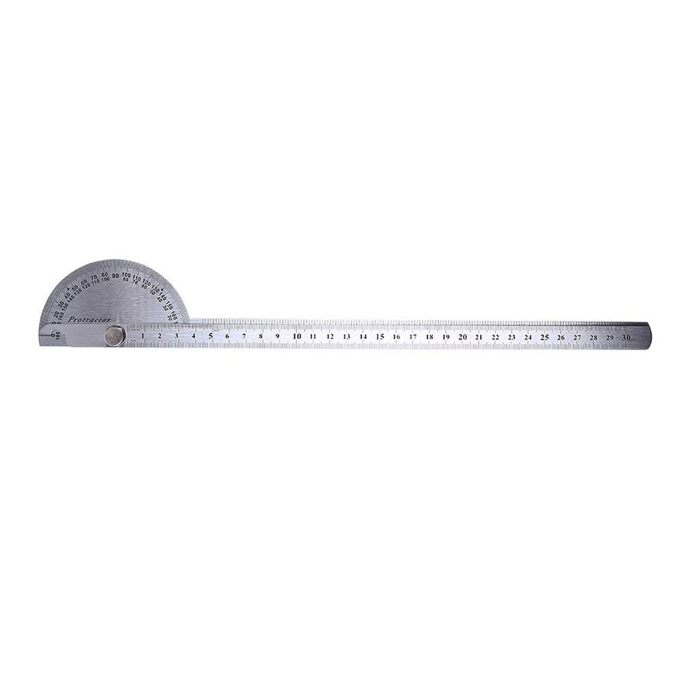 Stainless Steel 180 Degree Protractor Angle Finder Rotary Woodworking Measuring Ruler - Double Arms, 300mm/11.81in