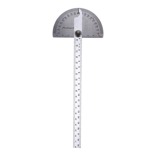 Stainless Steel 180 Degree Protractor Angle Finder Rotary Woodworking Measuring Ruler - One Arm, 195mm/7.68in