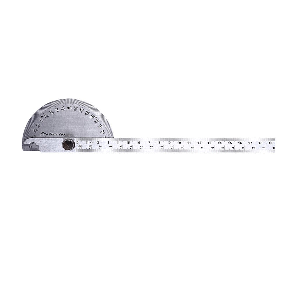 Stainless Steel 180 Degree Protractor Angle Finder Rotary Woodworking Measuring Ruler - One Arm, 195mm/7.68in