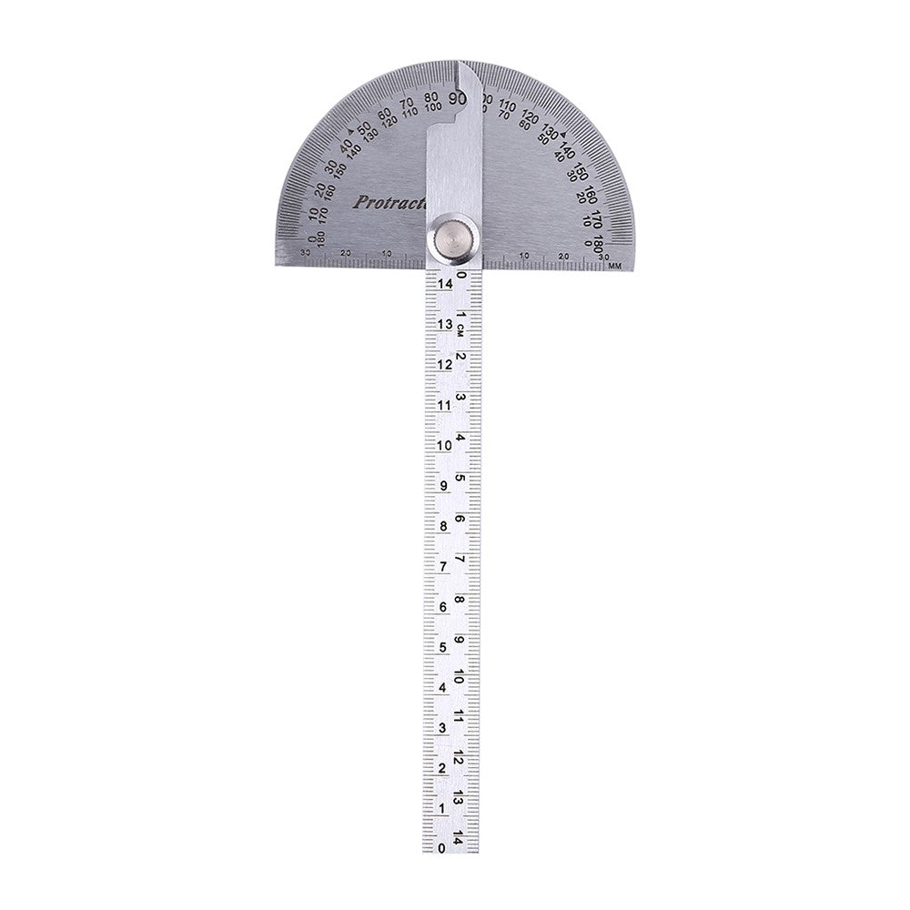 Stainless Steel 180 Degree Protractor Angle Finder Rotary Woodworking Measuring Ruler - One Arm, 145mm/ 5.71in