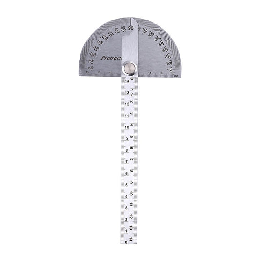 Stainless Steel 180 Degree Protractor Angle Finder Rotary Woodworking Measuring Ruler - One Arm, 145mm/ 5.71in