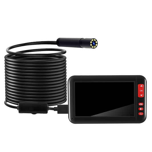 P20 4.3-inch Screen Industrial Endoscope Borescope Inspection Camera 8-LED 8mm Lens 1080P Display Screen - 10m Semi-rigid Cable