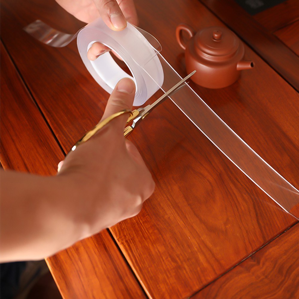 Double-sided Tape Adhesive Tape Washable Adhesive Tape Nano Tape Reusable Adhesive Silicone Tape - Length: 1m