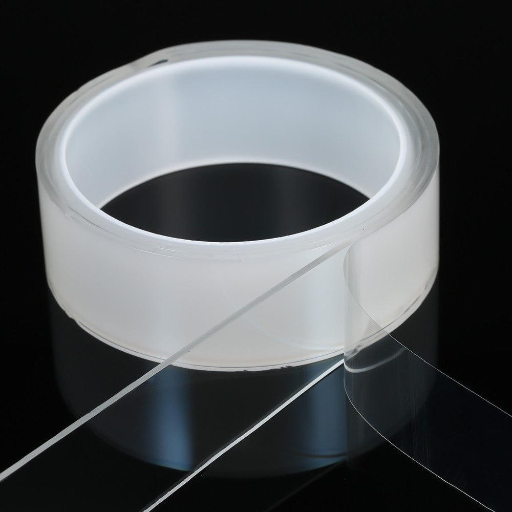 Double-sided Tape Adhesive Tape Washable Adhesive Tape Nano Tape Reusable Adhesive Silicone Tape - Length: 1m