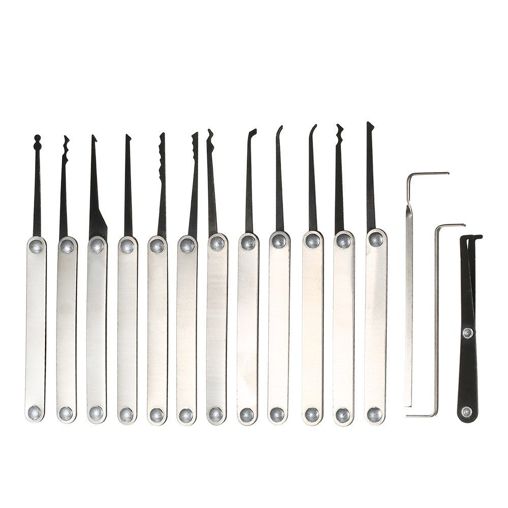 15Pcs Household Lock Pick Set Tools with Transparent Key Lockpicking Home Improvement Simple Accessory(ABS/Steel)