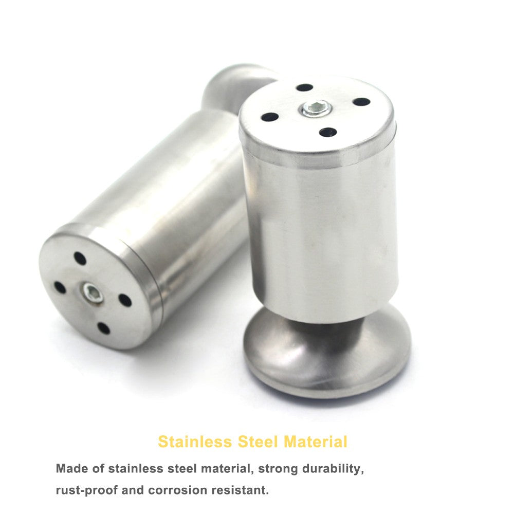 Stainless Steel Furniture Legs Adjustable Height Cabinet Legs Worktop TV Desk Table Sofa Feet - 60mm