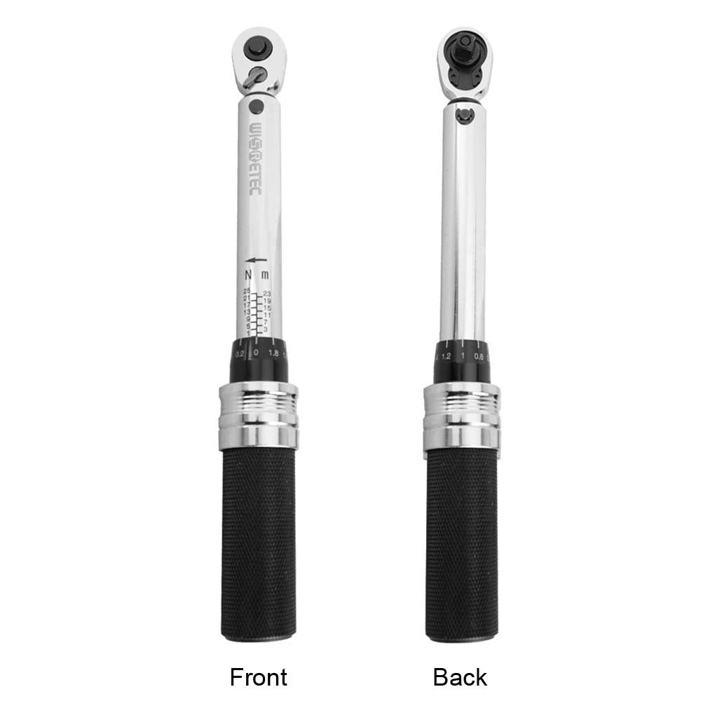 DR 1-25Nm Mini Adjustable Bike Torque Wrench Set Bicycle Fixing Tools Kit Ratchet Mechanical Torque Spanner Manual Wrenches - Silver/Black