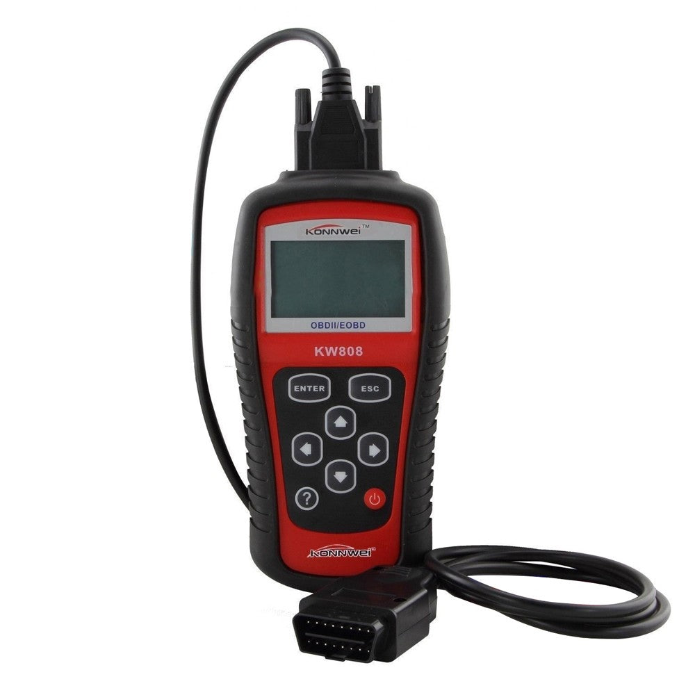 KW808 OBDII / EOBD Auto Engine Fault Diagnostic Scanner Code Reader Work for US/Asian/European Vehicles - Red/Black