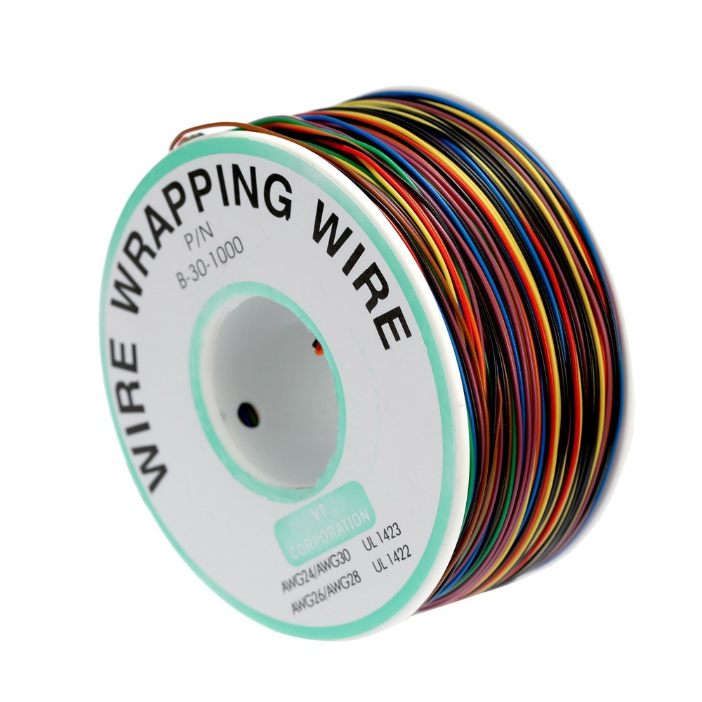 Colored Insulated 30-1000 30AWG Wire Wrapping Cable Wrap Reel 250M 8-Wire