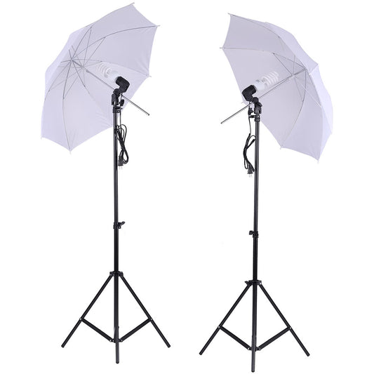 Photo Studio Lighting Kit Set Light Stand White Soft Light Umbrella 45W Light Bulb Swivel Light Socket - US Plug