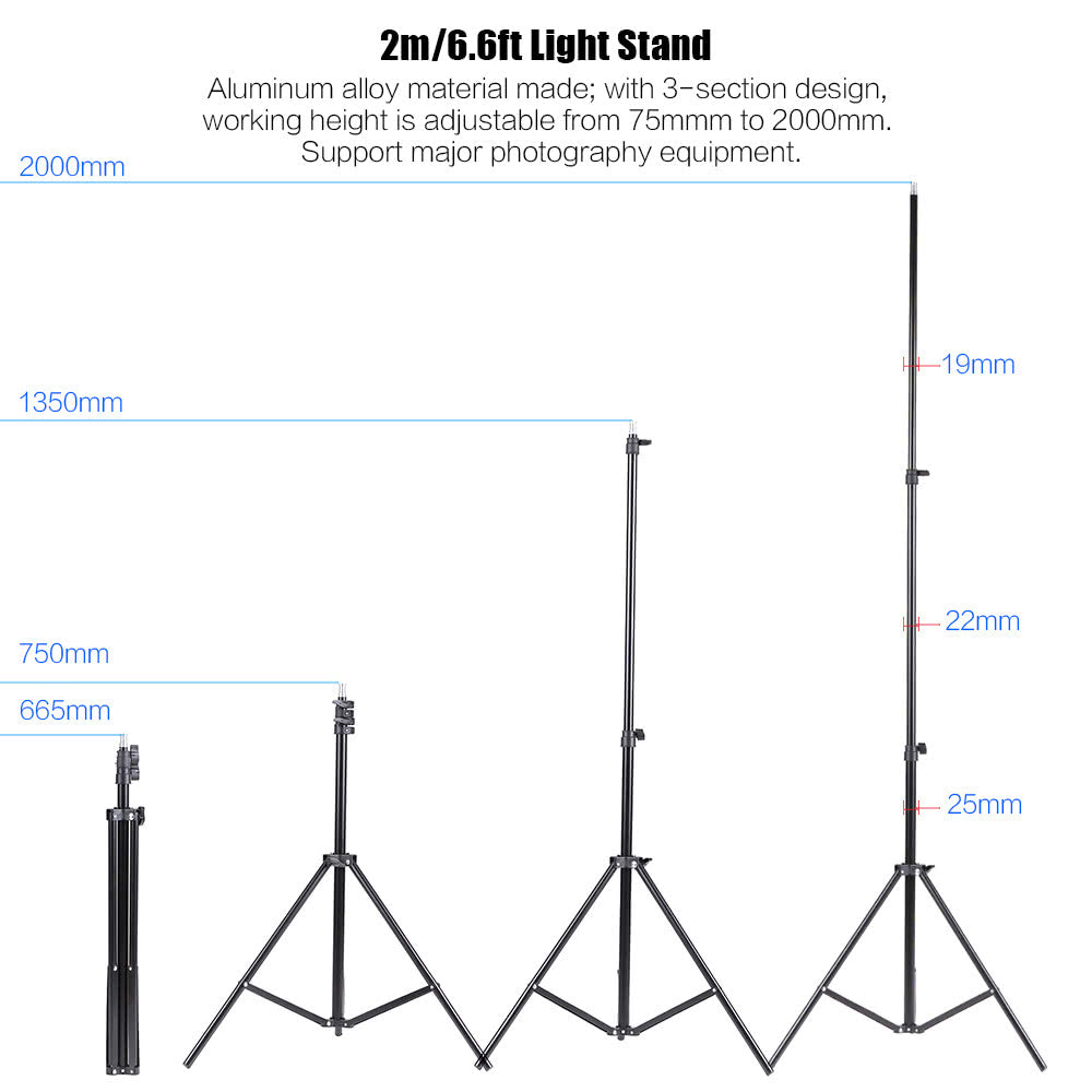 Photo Studio Lighting Kit Set Light Stand White Soft Light Umbrella 45W Light Bulb Swivel Light Socket - US Plug