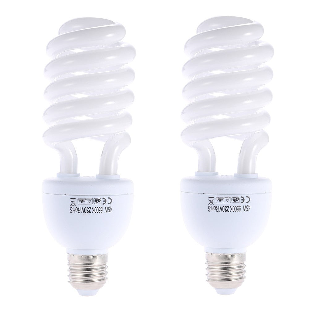 Photo Studio Lighting Kit Set Light Stand White Soft Light Umbrella 45W Light Bulb Swivel Light Socket - EU Plug
