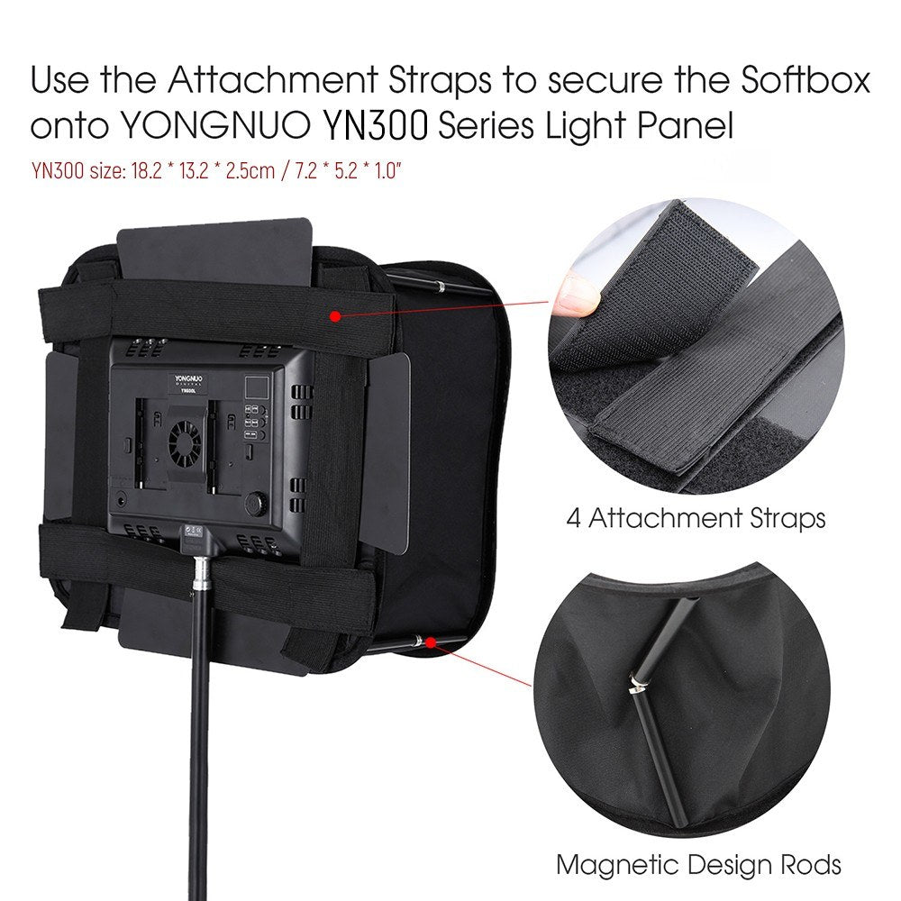 SB300 Foldable Studio Softbox Diffuser for YONGNUO YN300 YN300II YN300III YN300 Air LED Video Light &amp; Similar Size
