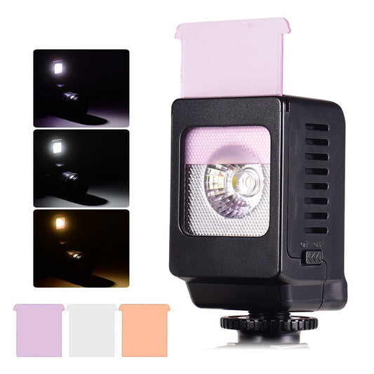 Mini LED Fill Light Lamp 3W Cold Shoe Mount + 3Pcs Color Filters for Canon Nikon Sony DSLR Camera