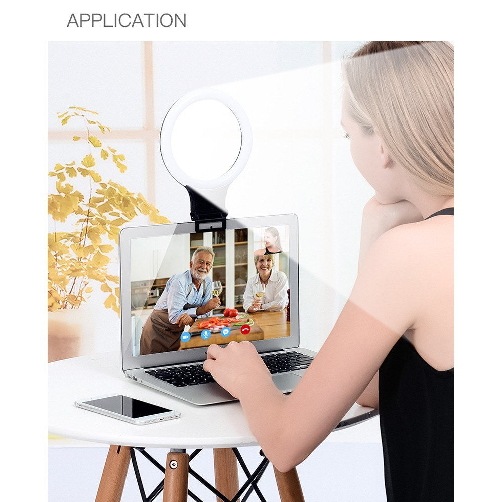 DC 5V 16.7W Fill Light Selfie Camera Lamp USB Powered Adjustable Brightness Dimmable - Black/with Bracket