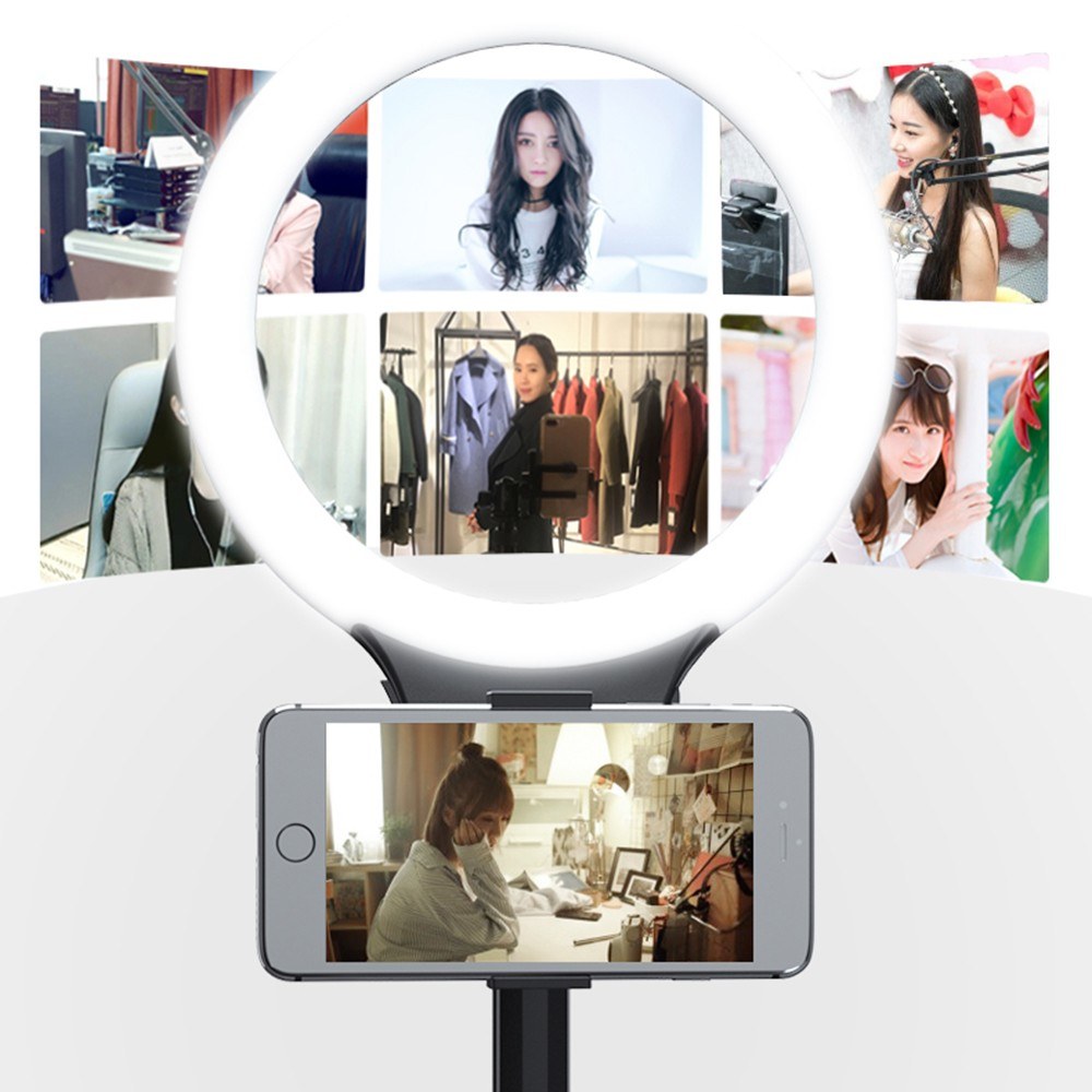 DC 5V 16.7W Fill Light Selfie Camera Lamp USB Powered Adjustable Brightness Dimmable - Black/with Clip