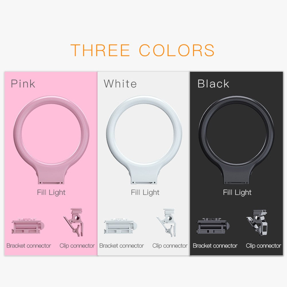 DC 5V 16.7W Fill Light Selfie Camera Lamp USB Powered Adjustable Brightness Dimmable - Pink/with Clip