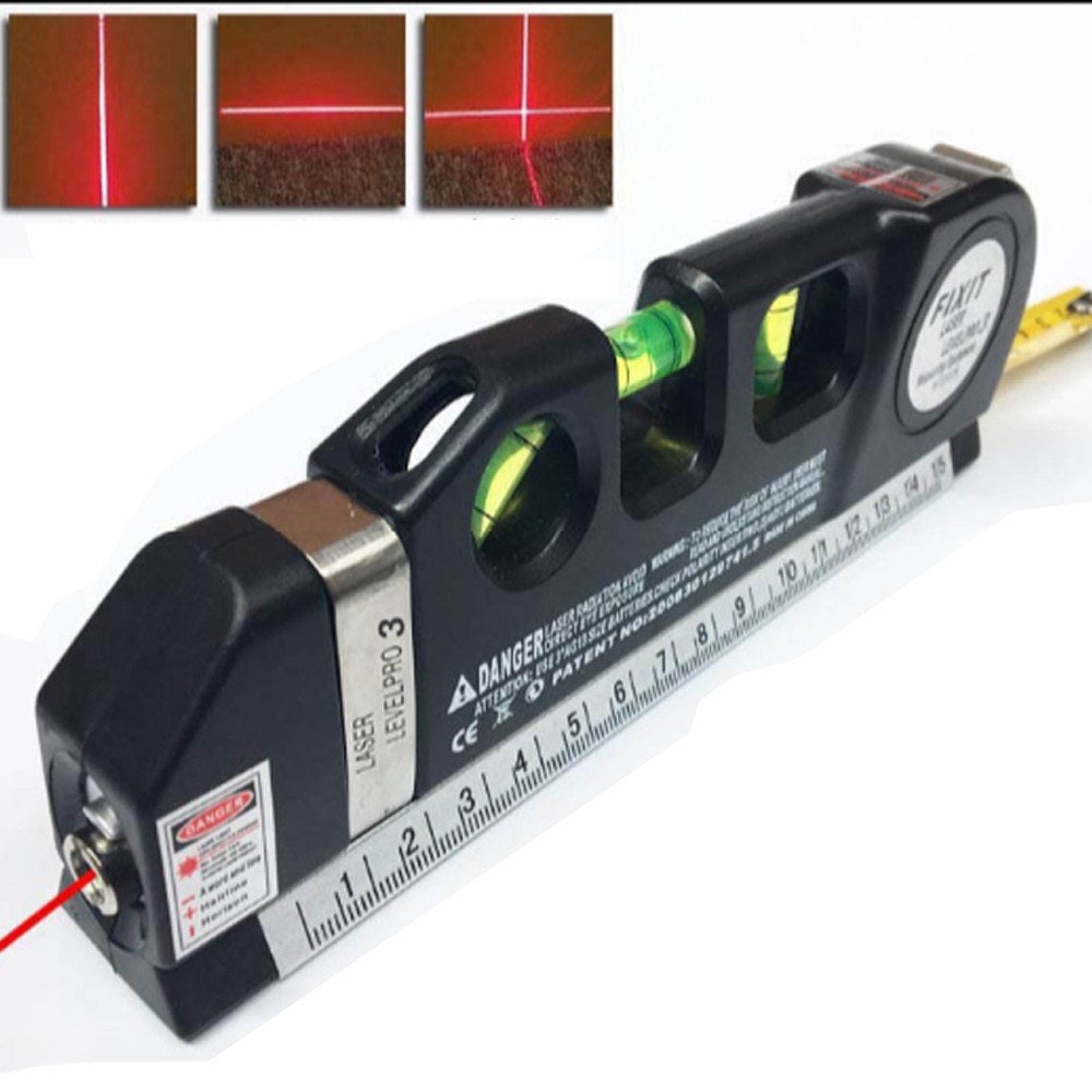 High Precision Multipurpose Laser Level with Horizontal Vertical Cross Line Laser Light Beam and Measuring Tape [With Tripod + Clip]