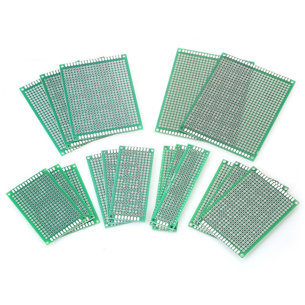 17pcs Double Sided PCB Board Prototype Kit 6 Sizes Universal Printed Circuit Protoboard