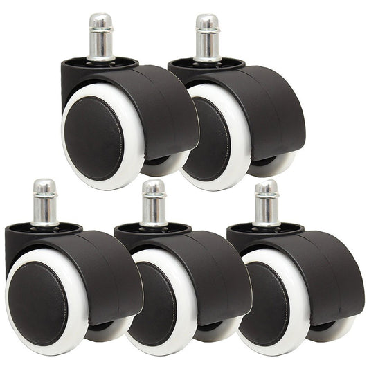 5Pcs Office Chair Roller 2&quot; Swivel Caster Wheels Universal Furniture Casters - White