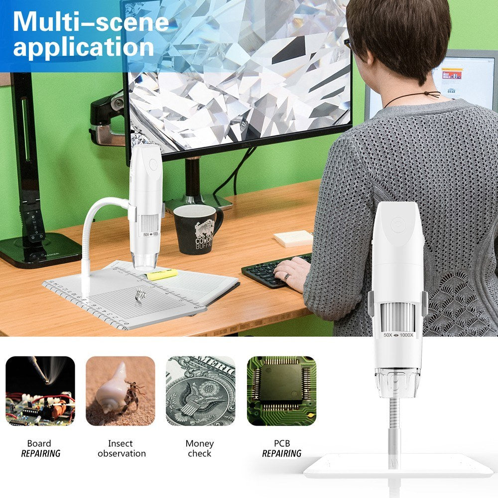 2.0MP Multifunctional Wireless Microscope WIFI Portable High-definition Microscopes - White